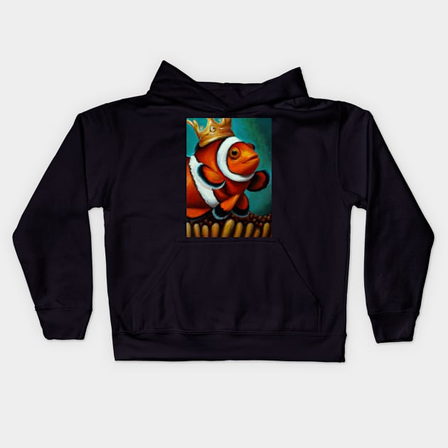 Clown fish with a Crown Kids Hoodie by maxcode
